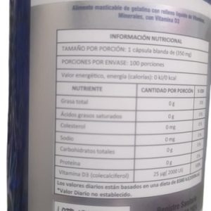 Vitamina D3 x 100 cápsulas blandas 2000UI