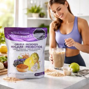 Fibra Natural manzana avena, pitaya, ciruela, alcachofa, probióticos, linaza, vitamina D 450g